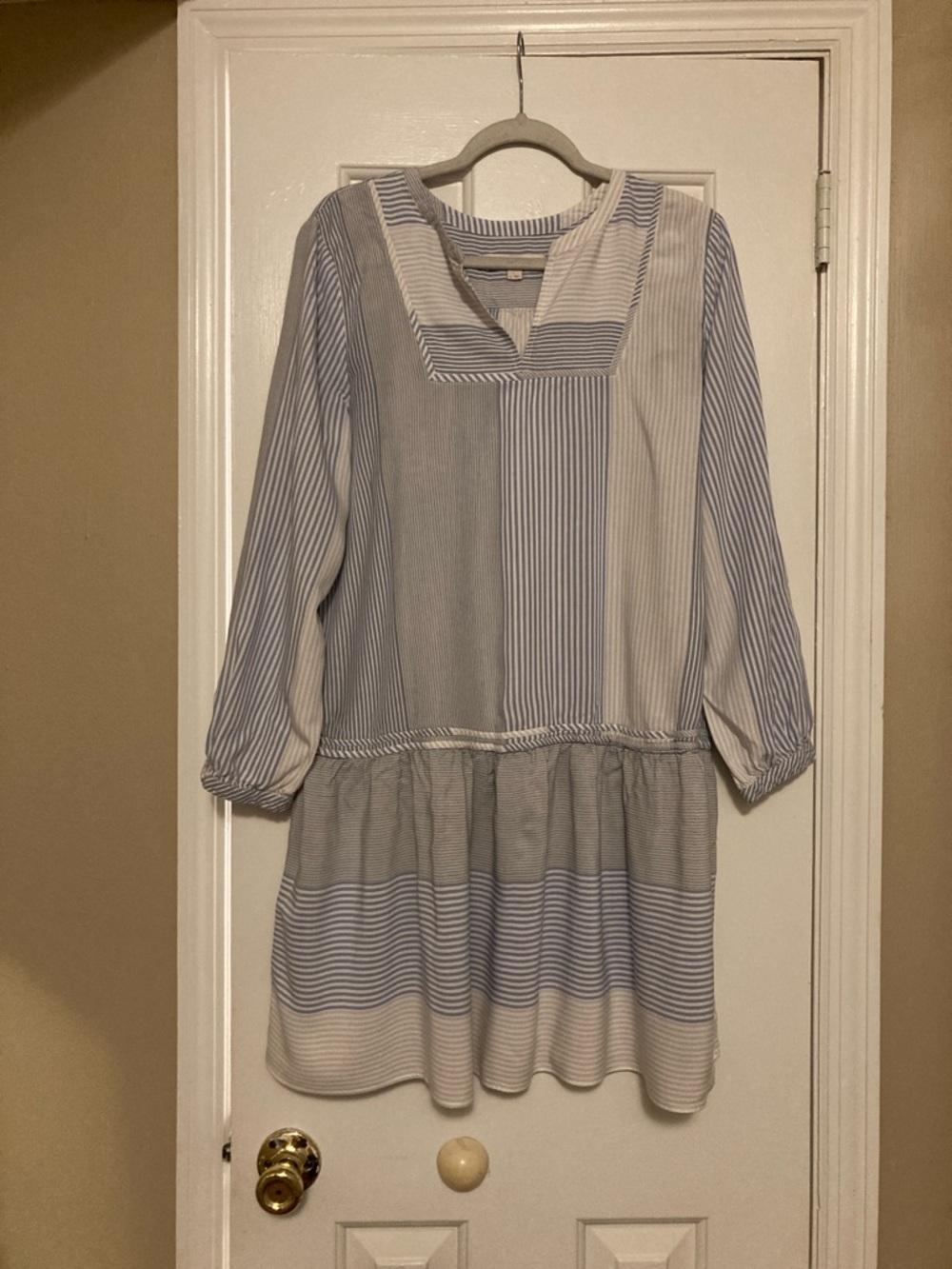 LOFT Two-tone Long Sleeve Striped Shirt Dress